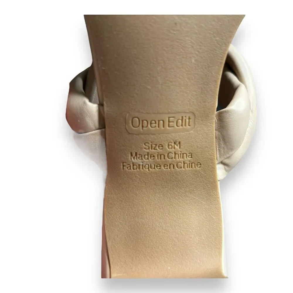 Open Edit Sandals Womens Size 6 Cream‎ Braided Double Strap Slip On Heels